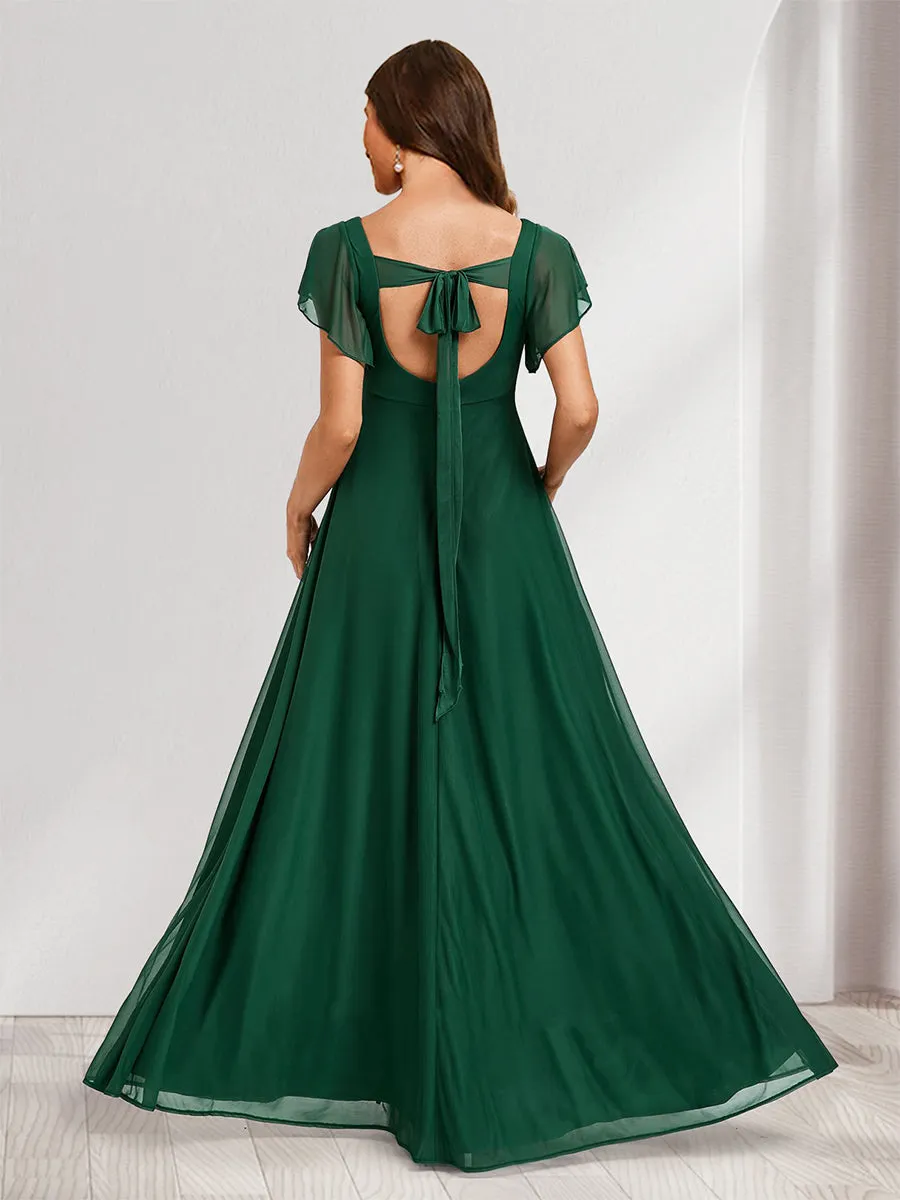 A-Line/Princess V-Neck Floor-Length Maternity Dresses with Split Side & Straps sold by Lavetir product image thumbnail 2