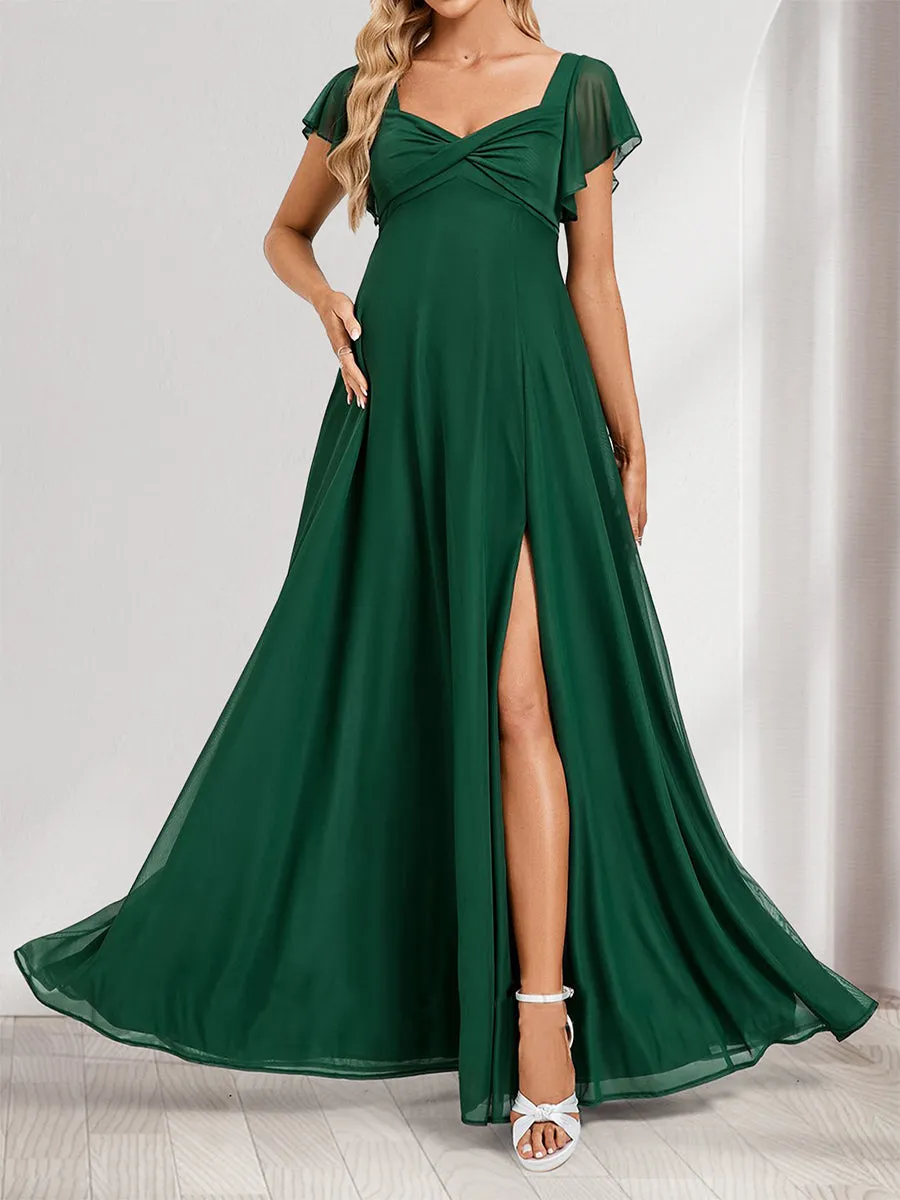 A-Line/Princess V-Neck Floor-Length Maternity Dresses with Split Side & Straps sold by Lavetir product image thumbnail 4