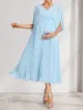 A-Line/Princess V-Neck Half Sleeves Ruched Elegant Maternity Dresses with Pleats sold by Lavetir