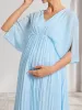 A-Line/Princess V-Neck Half Sleeves Ruched Elegant Maternity Dresses with Pleats sold by Lavetir