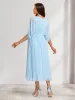A-Line/Princess V-Neck Half Sleeves Ruched Elegant Maternity Dresses with Pleats sold by Lavetir