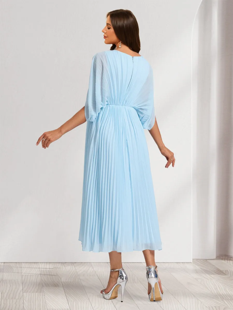 A-Line/Princess V-Neck Half Sleeves Ruched Elegant Maternity Dresses with Pleats sold by Lavetir product image thumbnail 2