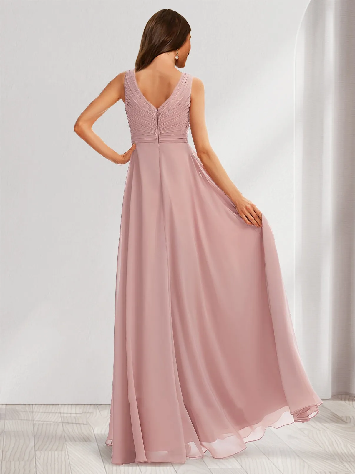 A-Line/Princess V-Neck Sleeveless Ruched Sweet Maternity Dresses with Pleats sold by Lavetir product image thumbnail 2