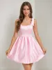 A-Line/Princess Square Sleeveless Short Homecoming Dresses with Bow sold by Lavetir