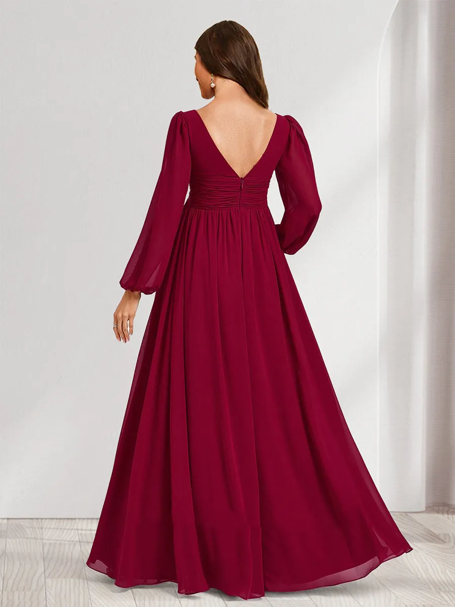 A-Line/Princess V-Neck Long Sleeves Ruched Maternity Dresses with Split Side sold by Lavetir product image thumbnail 2