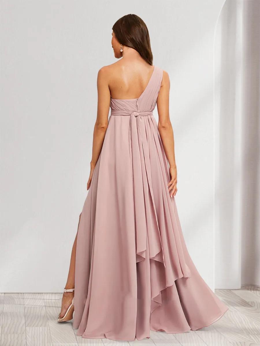 A-Line/Princess One-Shoulder Ruched Chiffon Maternity Dresses with Split Side & Ruffles sold by Lavetir product image thumbnail 2