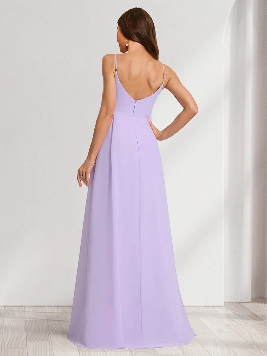 A-Line/Princess Spaghetti Straps Ruched Elegant Maternity Dresses with Split Side sold by Lavetir product image thumbnail 2