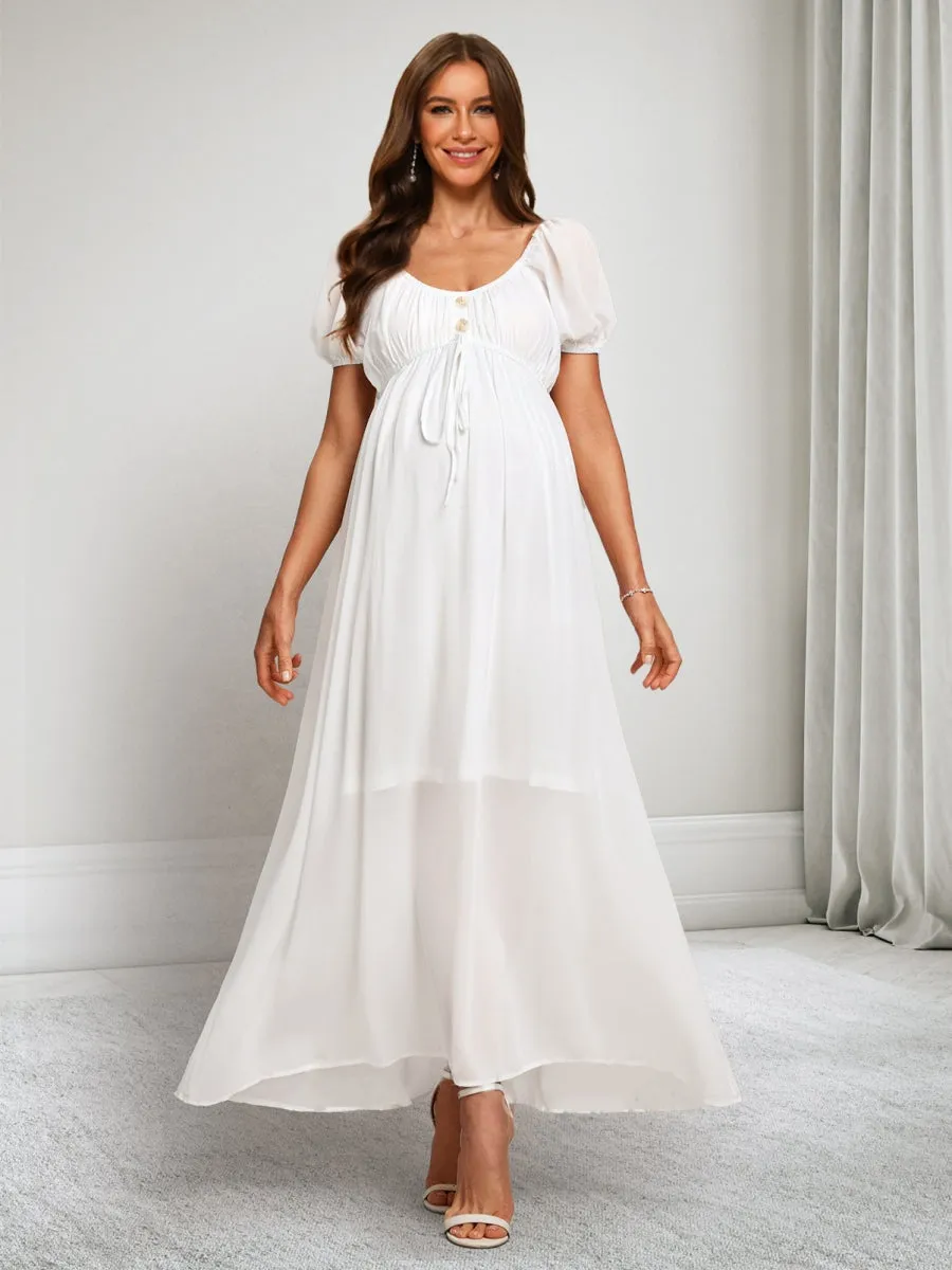 A-Line/Princess Scoop Short Sleeves Ankle-Length Maternity Dresses with Sash sold by Lavetir product image thumbnail 4
