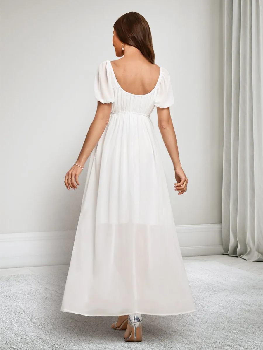 A-Line/Princess Scoop Short Sleeves Ankle-Length Maternity Dresses with Sash sold by Lavetir product image thumbnail 2