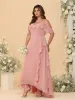 A-Line/Princess Off-the-Shoulder Plus Size Bridesmaid Dresses with Side Slit & Ruffles sold by Lavetir