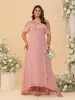 A-Line/Princess Off-the-Shoulder Plus Size Bridesmaid Dresses with Side Slit & Ruffles sold by Lavetir