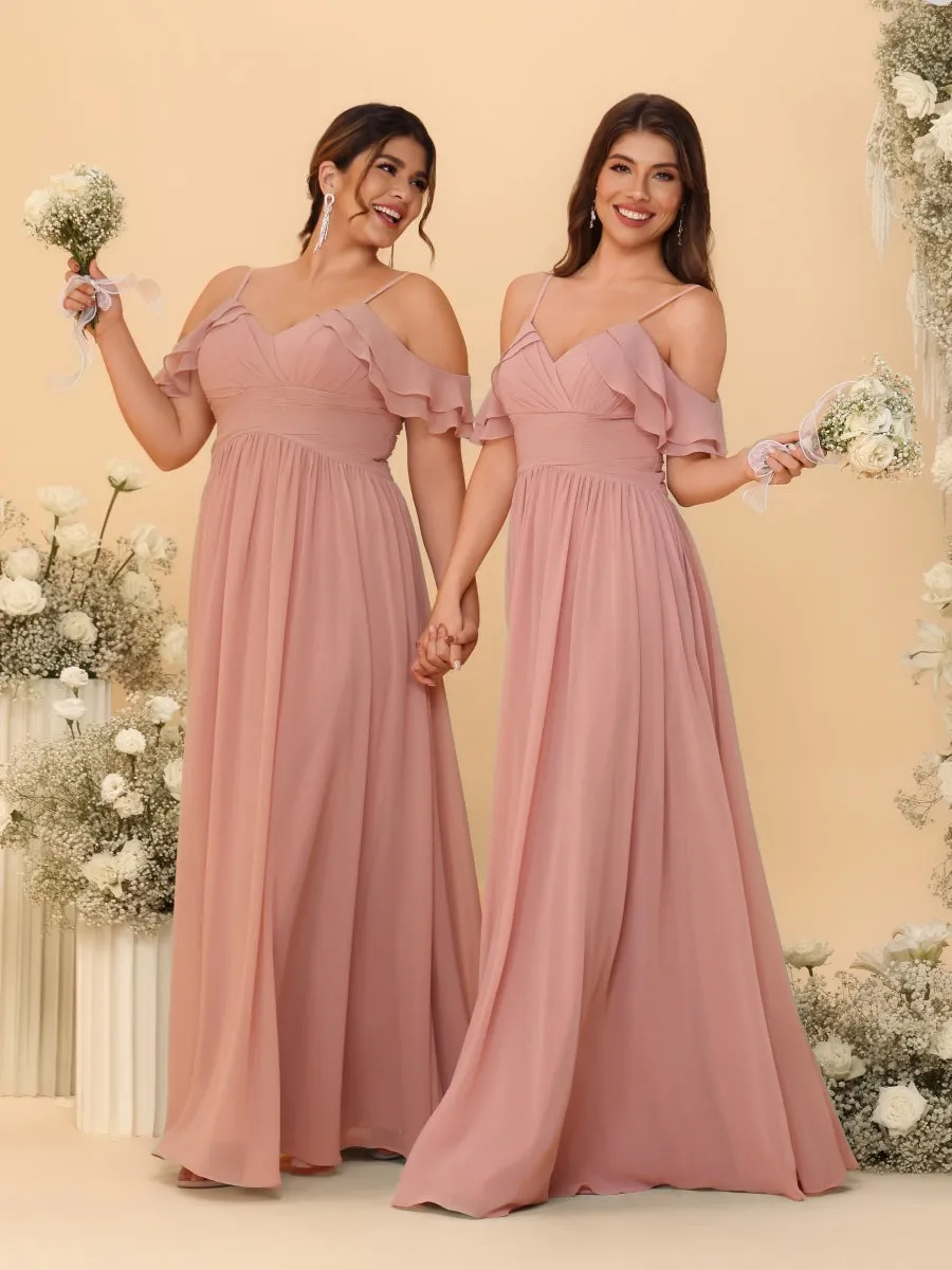 A-Line/Princess V-Neck Spaghetti Straps Chiffon Ruched Bridesmaid Dresses sold by Lavetir product image thumbnail 5