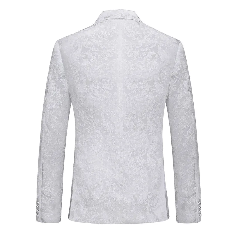 Tailored Fit Peaked Lapel Double Breasted Six-Buttons Jacquard 2 Piece Men's Party Suits sold by Lavetir product image thumbnail 2