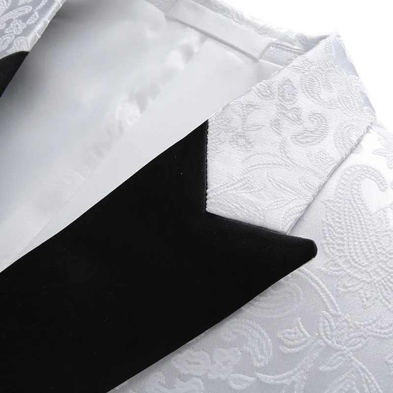 Tailored Fit Peaked Lapel Double Breasted Six-Buttons Jacquard 2 Piece Men's Party Suits sold by Lavetir product image thumbnail 3