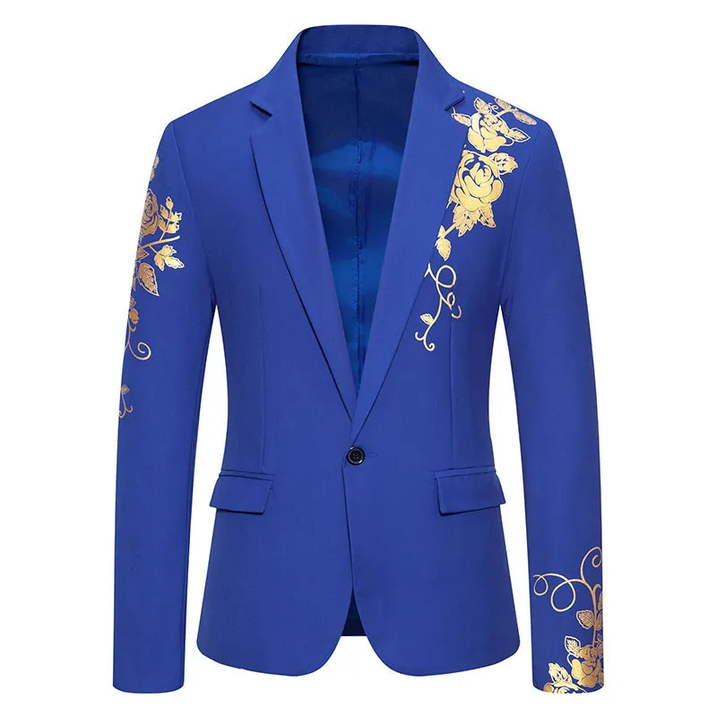 Tailored Fit Notched Lapel Single Breasted One-Button Floral Printed Men's Party Jacket sold by Lavetir product image thumbnail 5