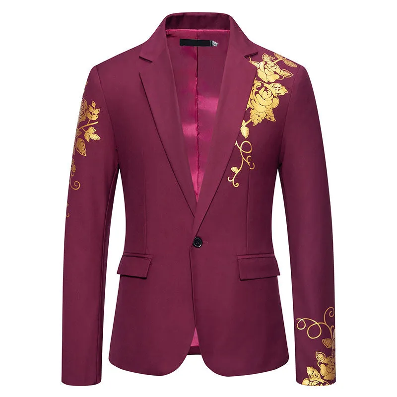 Tailored Fit Notched Lapel Single Breasted One-Button Floral Printed Men's Party Jacket sold by Lavetir product image thumbnail 4
