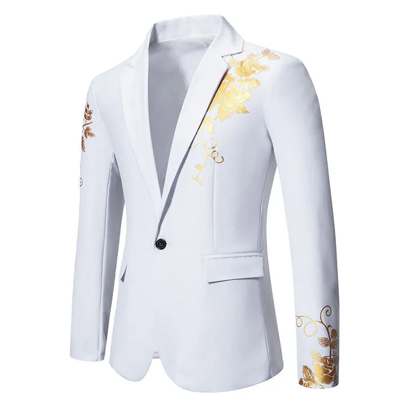 Tailored Fit Notched Lapel Single Breasted One-Button Floral Printed Men's Party Jacket sold by Lavetir product image thumbnail 3