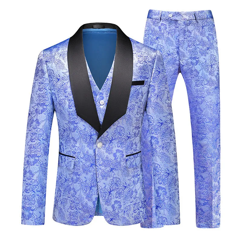 Tailored Fit Shawl Lapel Single Breasted One-Button Floral 3 Piece Men's Party Suits sold by Lavetir product image thumbnail 4