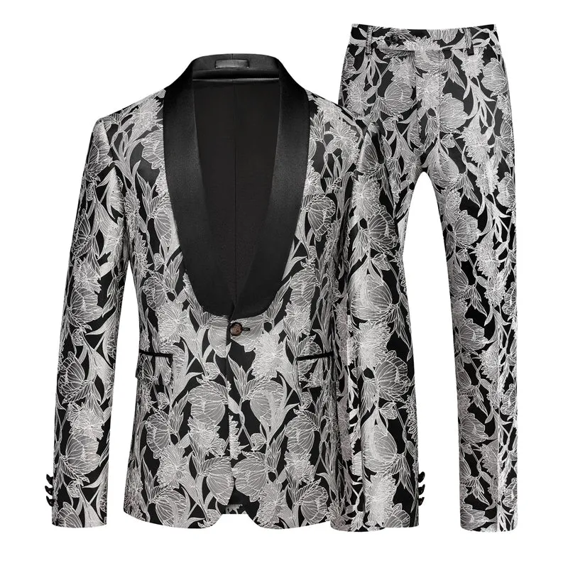 Tailored Fit Shawl Lapel Single Breasted One-Button Jacquard 2 Piece Men's Party Suits sold by Lavetir product image thumbnail 3