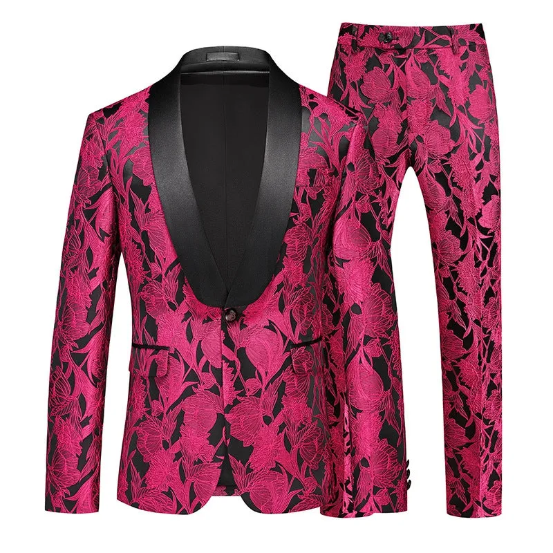 Tailored Fit Shawl Lapel Single Breasted One-Button Jacquard 2 Piece Men's Party Suits sold by Lavetir product image thumbnail 4