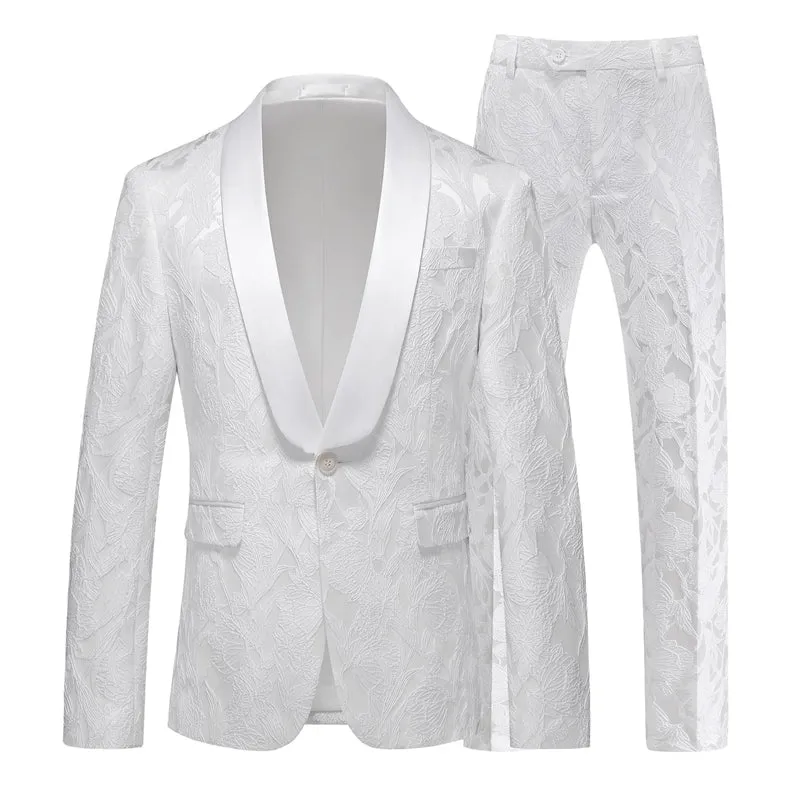 Tailored Fit Shawl Lapel Single Breasted One-Button Jacquard 2 Piece Men's Party Suits sold by Lavetir product image thumbnail 5