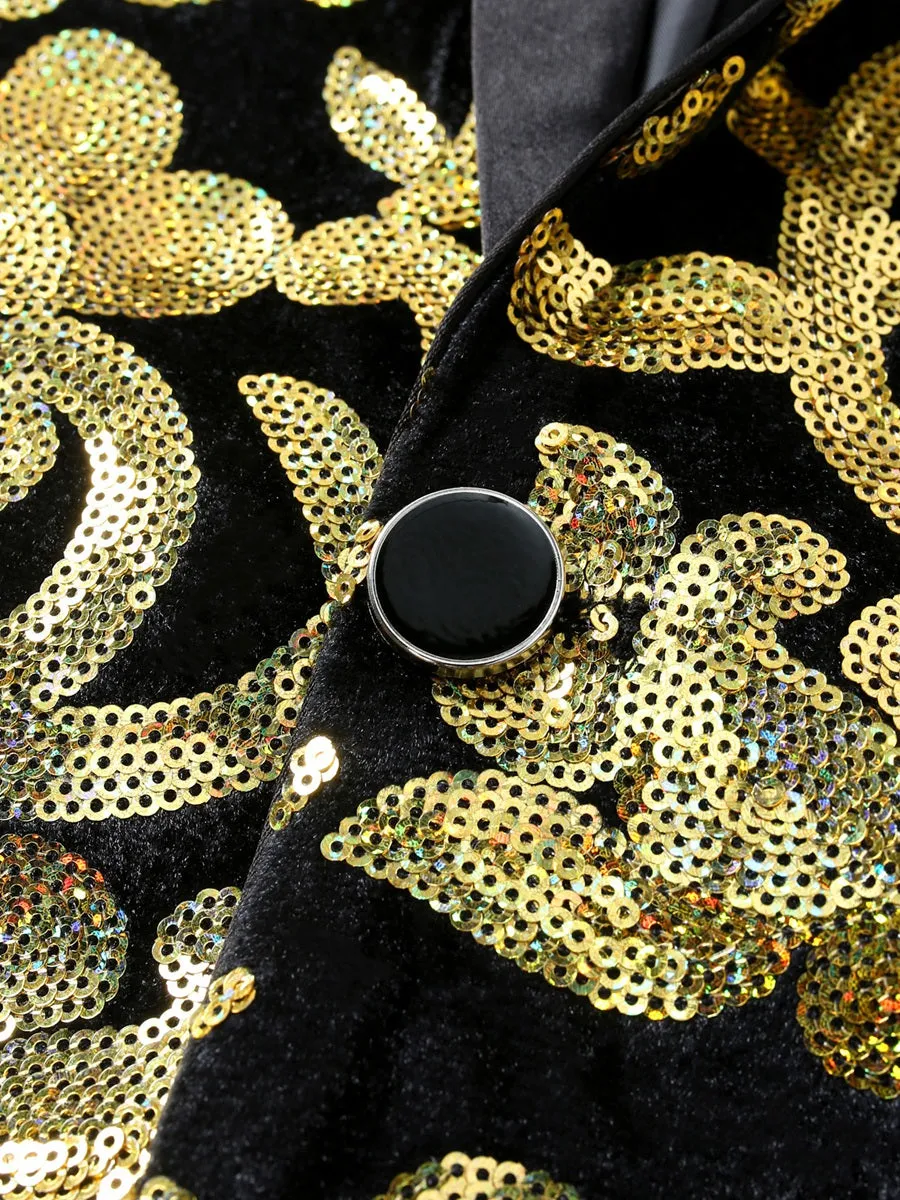 Tailored Fit Shawl Lapel Single Breasted One-Button 2 Piece Men's Party Suits with Sequin Appliques sold by Lavetir product image thumbnail 3