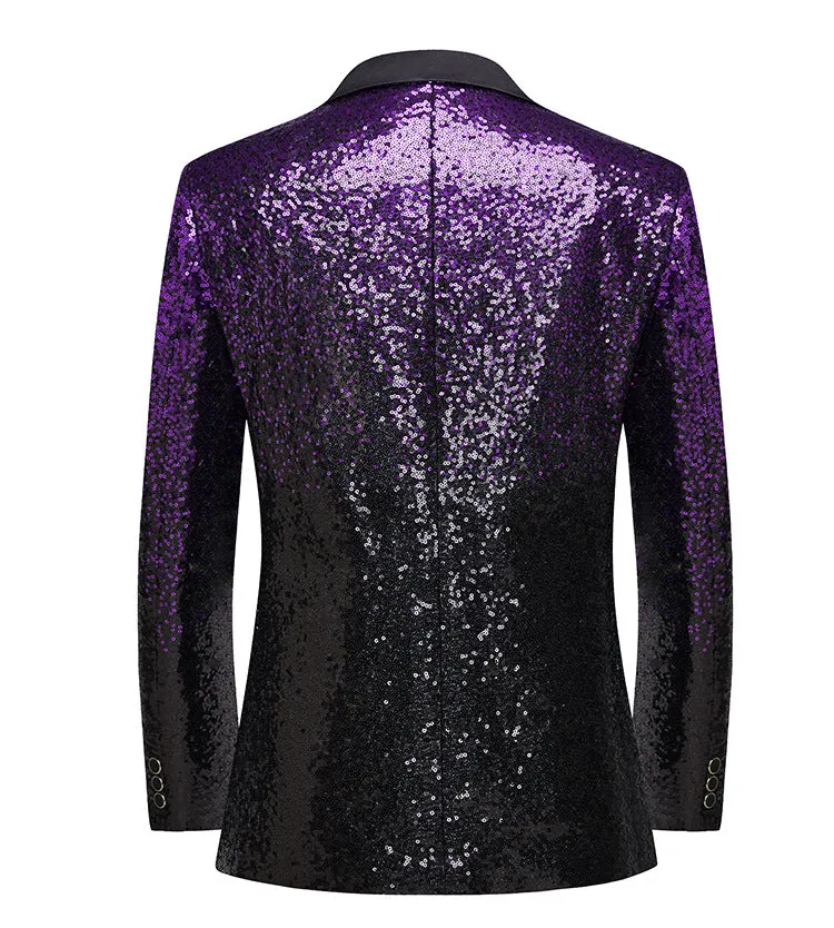 Tailored Fit Peaked Lapel Single Breasted One-Button Sequin Men's Party Jacket sold by Lavetir product image thumbnail 2