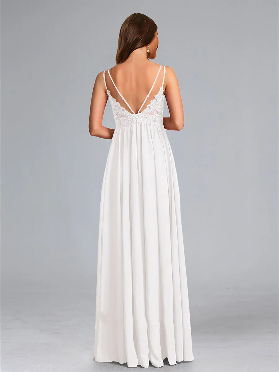 A-Line/Princess Spaghetti Straps V-Neck Ruched Maternity Dresses with Pleats & Appliques sold by Lavetir product image thumbnail 2