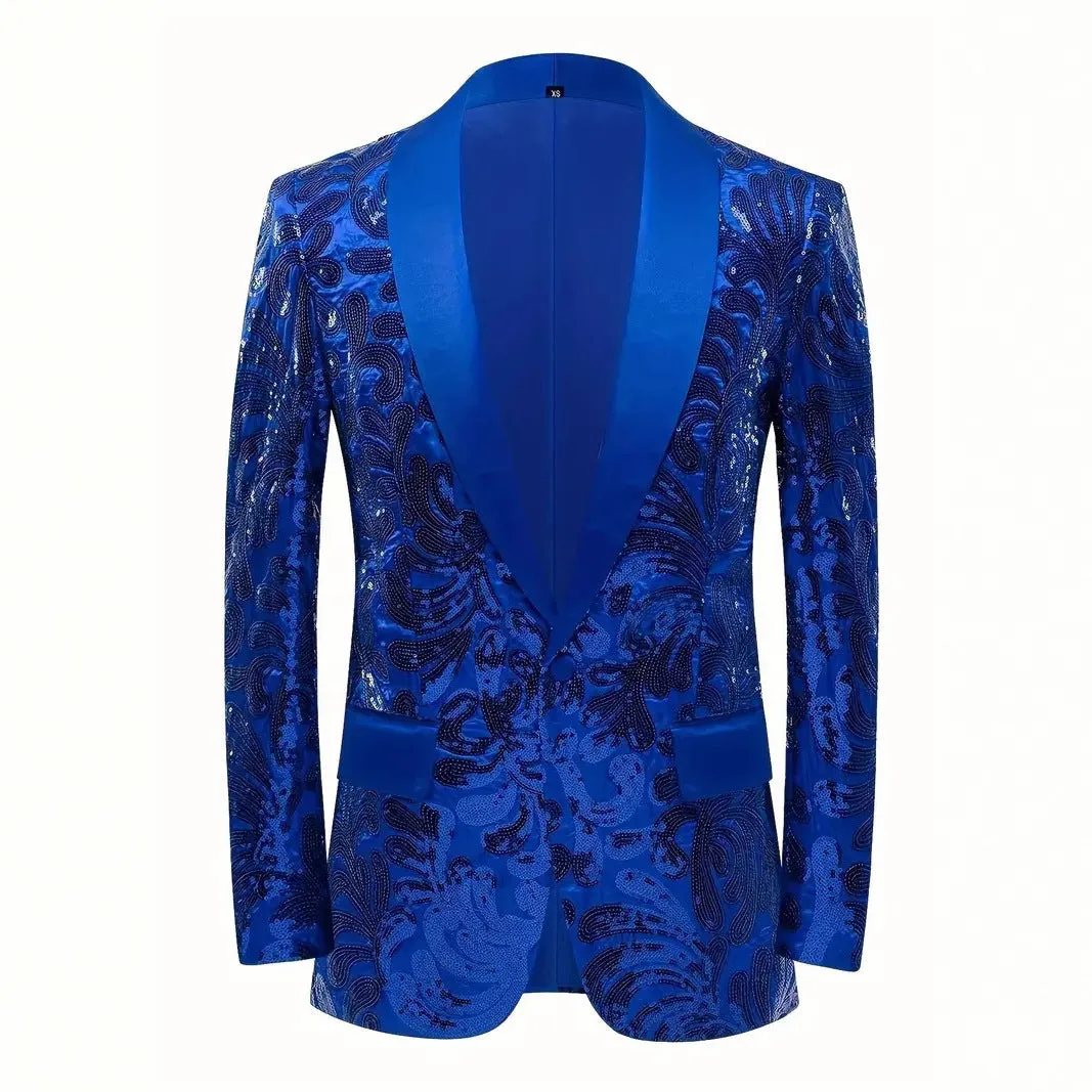 Tailored Fit Shawl Lapel Single Breasted One-Button Men's Party Jacket with Sequins Appliques sold by Lavetir product image thumbnail 3