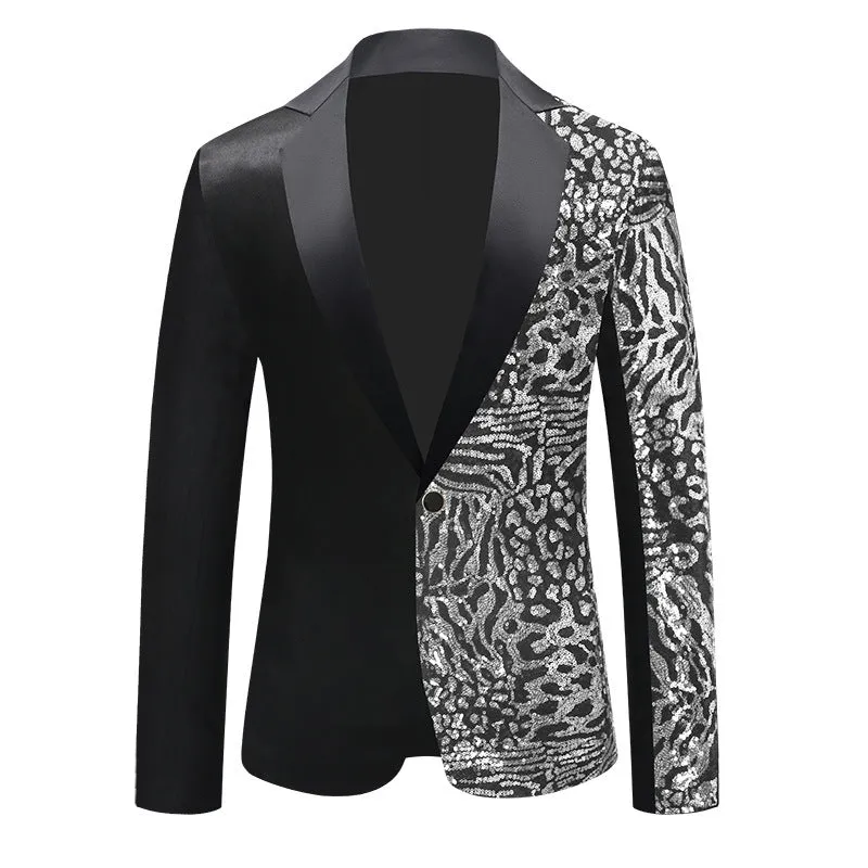 Tailored Fit Chic Notched Lapel Single Breasted One-Button Men's Party Jacket with Sequins sold by Lavetir product image thumbnail 3
