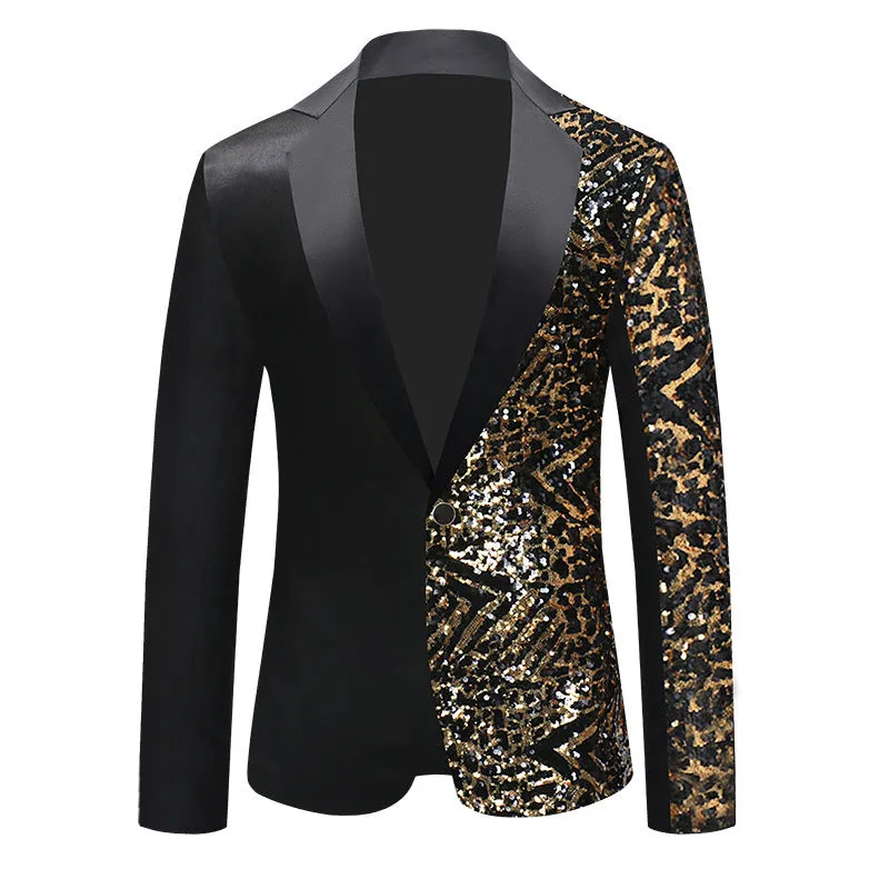 Tailored Fit Chic Notched Lapel Single Breasted One-Button Men's Party Jacket with Sequins sold by Lavetir product image thumbnail 5
