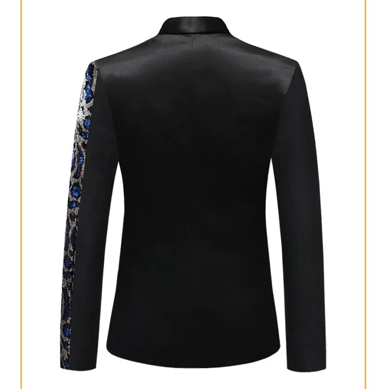 Tailored Fit Chic Notched Lapel Single Breasted One-Button Men's Party Jacket with Sequins sold by Lavetir product image thumbnail 2