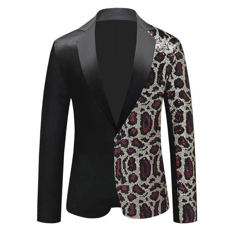 Tailored Fit Chic Notched Lapel Single Breasted One-Button Men's Party Jacket with Sequins sold by Lavetir product image thumbnail 4
