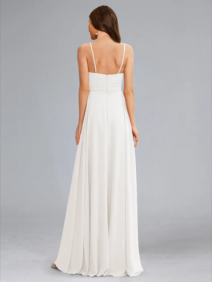 A-Line/Princess Spaghetti Straps Sleeveless Ruched Chiffon Maternity Dresses sold by Lavetir product image thumbnail 2