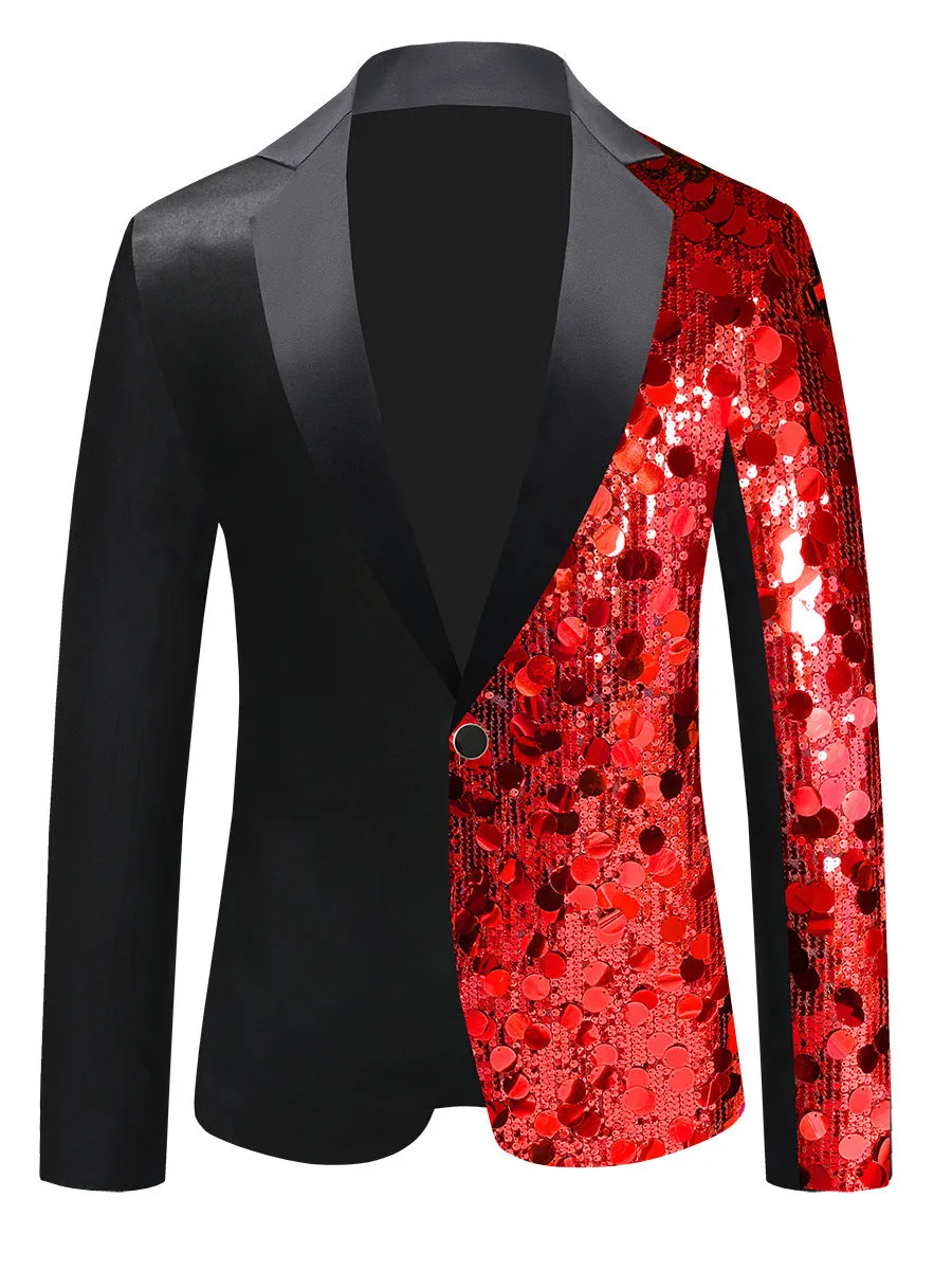 Tailored Fit Notched Lapel Single Breasted One-Button Men's Party Jacket with Sequins sold by Lavetir product image thumbnail 4