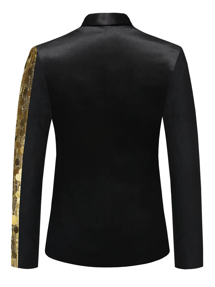 Tailored Fit Notched Lapel Single Breasted One-Button Men's Party Jacket with Sequins sold by Lavetir product image thumbnail 2