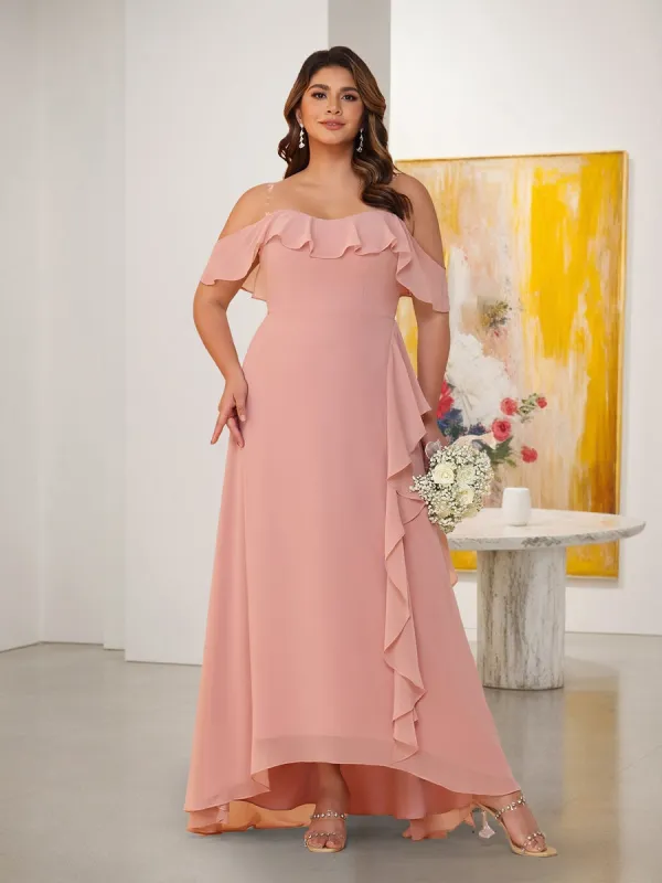 A-Line/Princess Off-the-Shoulder Plus Size Bridesmaid Dresses with Ruffles sold by Lavetir