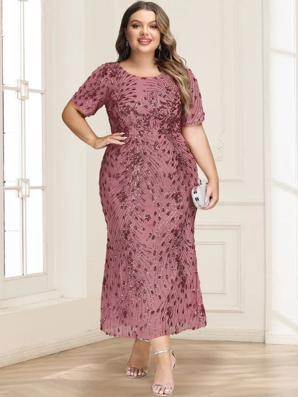 Trumpet/Mermaid Scoop Short Sleeves Ankle-Length Mother of the Bride Dresses with Appliques sold by Lavetir