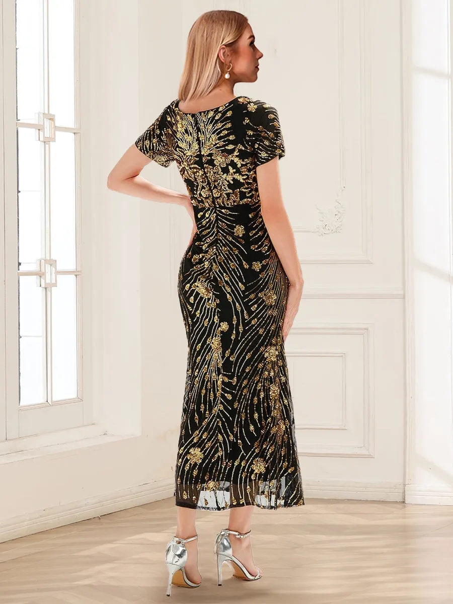 Trumpet/Mermaid Scoop Short Sleeves Ankle-Length Mother of the Bride Dresses with Sequin sold by Lavetir product image thumbnail 2