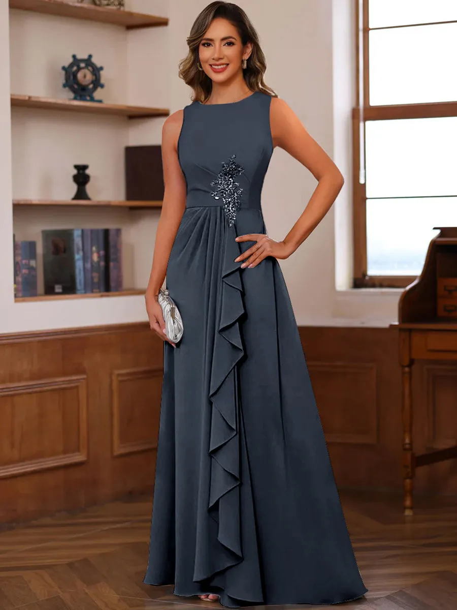 A-Line/Princess Crew Neck Sleeveless Mother of the Bride Dresses with Appliques & Ruffles sold by Lavetir