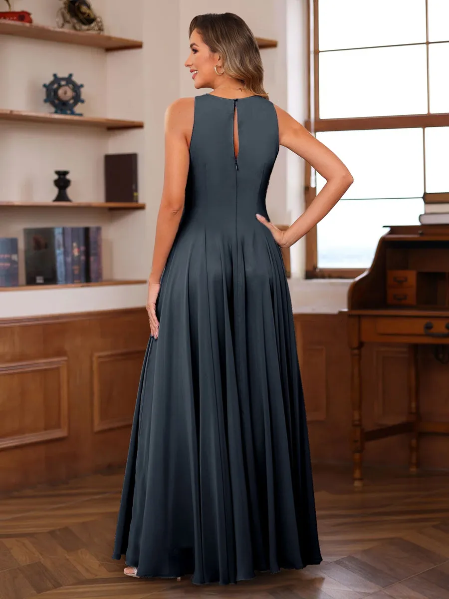 A-Line/Princess Crew Neck Sleeveless Mother of the Bride Dresses with Appliques & Ruffles sold by Lavetir product image thumbnail 2