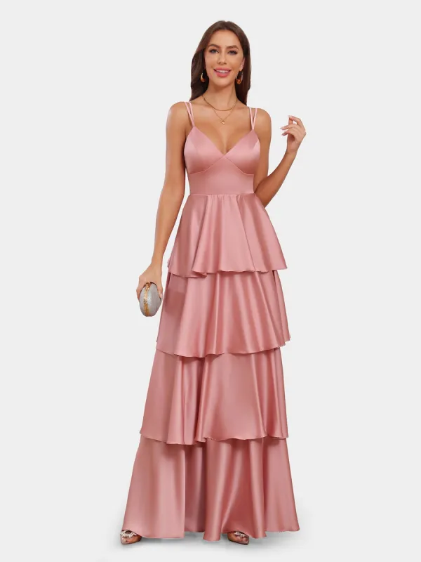 A-Line/Princess Spaghetti Straps Sleeveless Bridesmaid Dresses with Ruffles sold by Lavetir