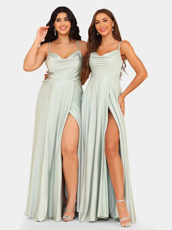 A-Line/Princess Spaghetti Straps Sleeveless Bridesmaid Dresses with Split Side sold by Lavetir