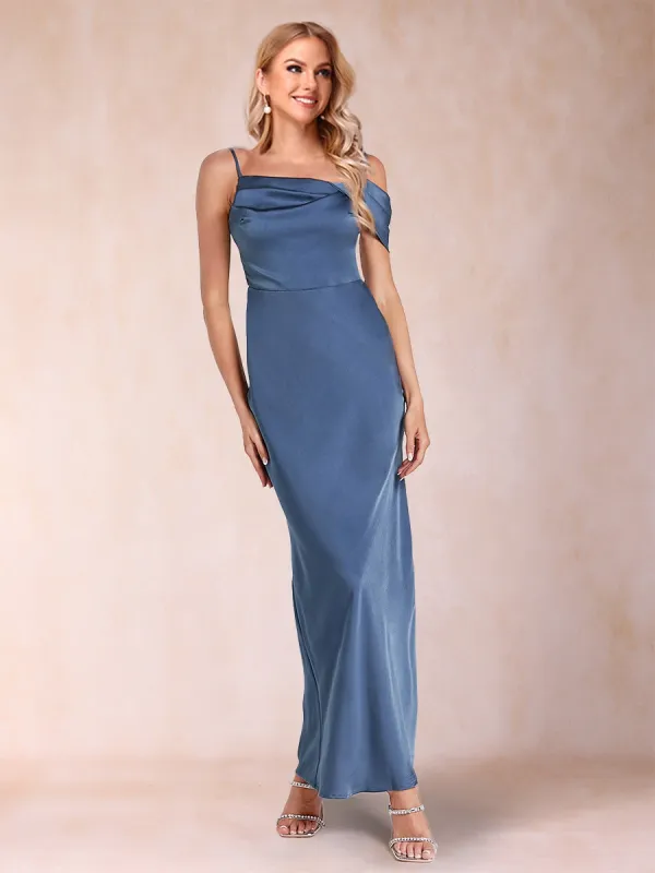 Sheath/Column Spaghetti Straps Sleeveless Ruched Ankle-Length Mother of the Bride Dresses sold by Lavetir