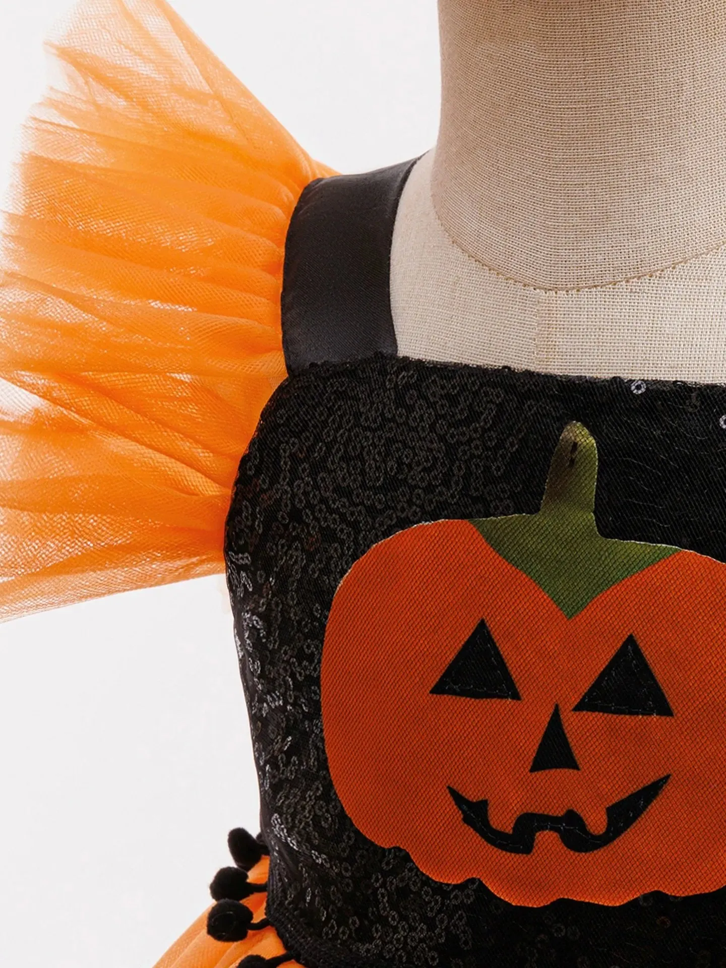 Printed A-Line/Princess Square Neck Flying Sleeves Knee-Length Halloween Dresses for Girls With Pleats & Sequins sold by Lavetir product image thumbnail 5