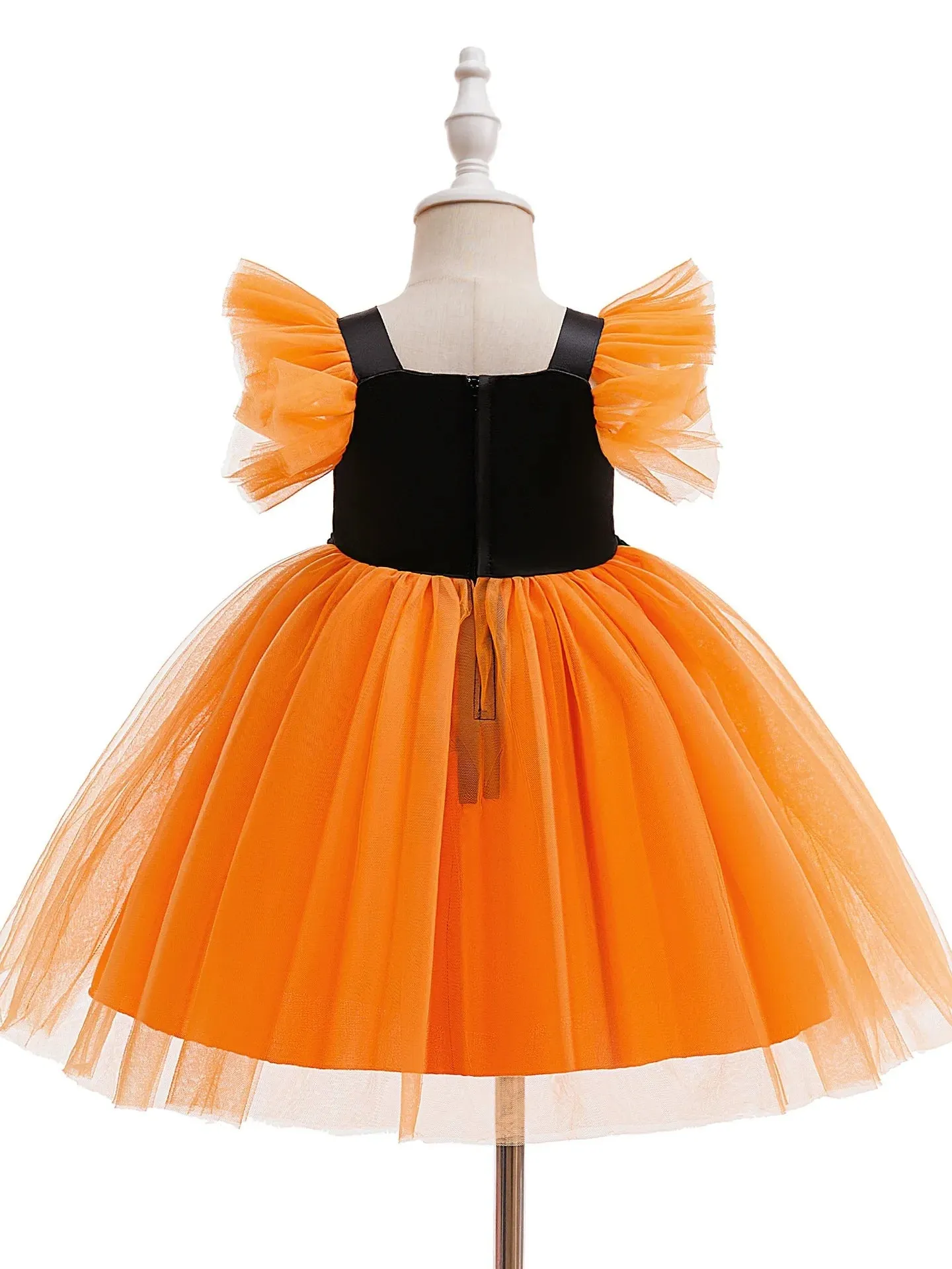 Printed A-Line/Princess Square Neck Flying Sleeves Knee-Length Halloween Dresses for Girls With Pleats & Sequins sold by Lavetir product image thumbnail 2