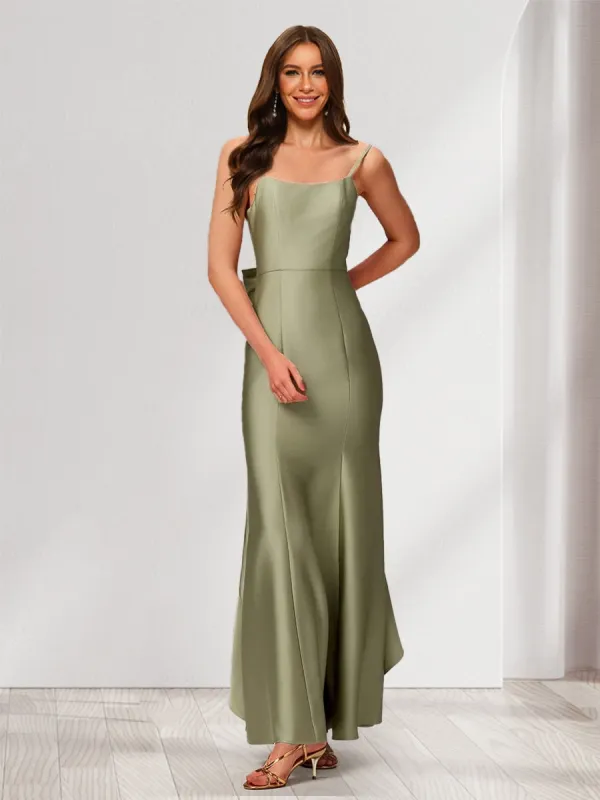 Trumpet/Mermaid Spaghetti Straps Sleeveless Floor-Length Bridesmaid Dresses with Bowknot & Ruffles sold by Lavetir