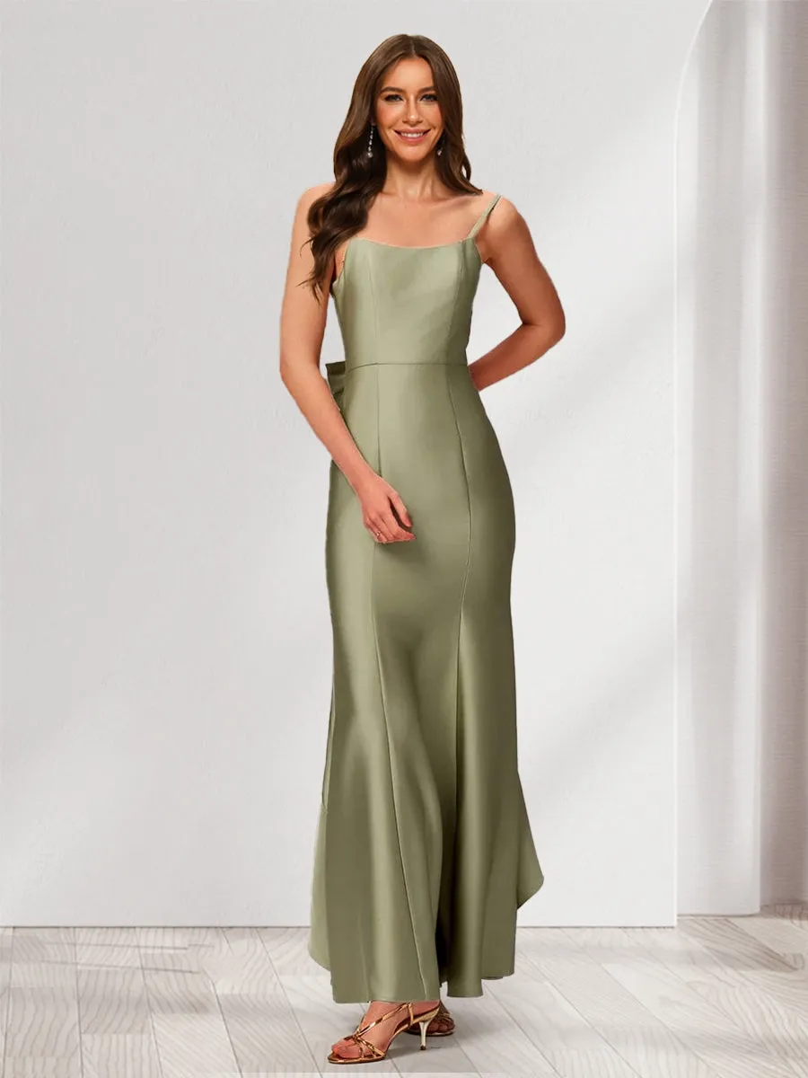 Trumpet/Mermaid Spaghetti Straps Sleeveless Floor-Length Bridesmaid Dresses with Bowknot & Ruffles sold by Lavetir