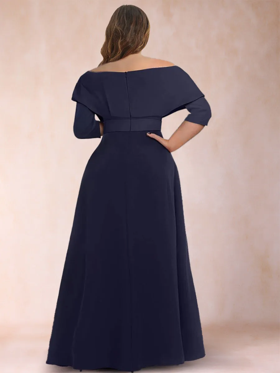 A-Line/Princess V-Neck 3/4 Sleeves Plus Size Jumpsuits with Belt sold by Lavetir product image thumbnail 2