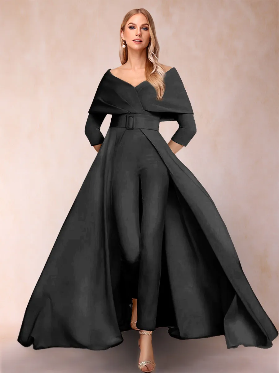 A-Line/Princess V-Neck 3/4 Sleeves Jumpsuits with Belt sold by Lavetir product image thumbnail 4